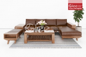 Bàn ghế sofa gỗ óc chó phòng khách GSG37