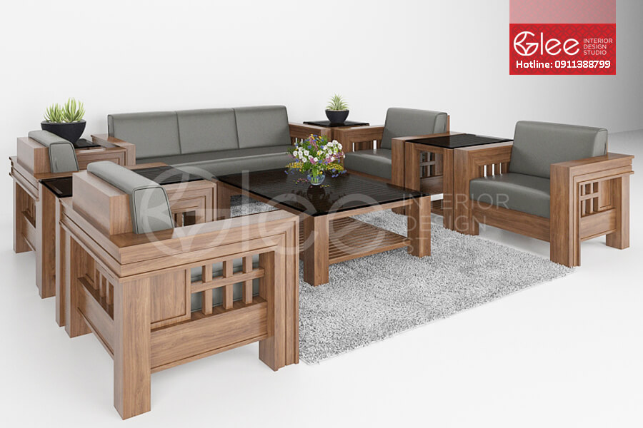 Sofa gỗ phòng khách GSG01 - Mẫu sofa gỗ cho văn phòng đẹp nhất 2018
