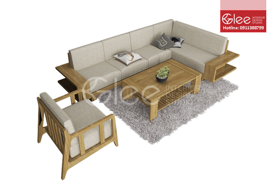 Sofa gỗ phòng khách GSG25 - Mẫu sofa gỗ sồi nga đẹp nhất 2018