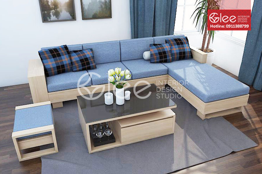 Sofa gỗ sồi - Sofa gỗ phòng khách GSG30