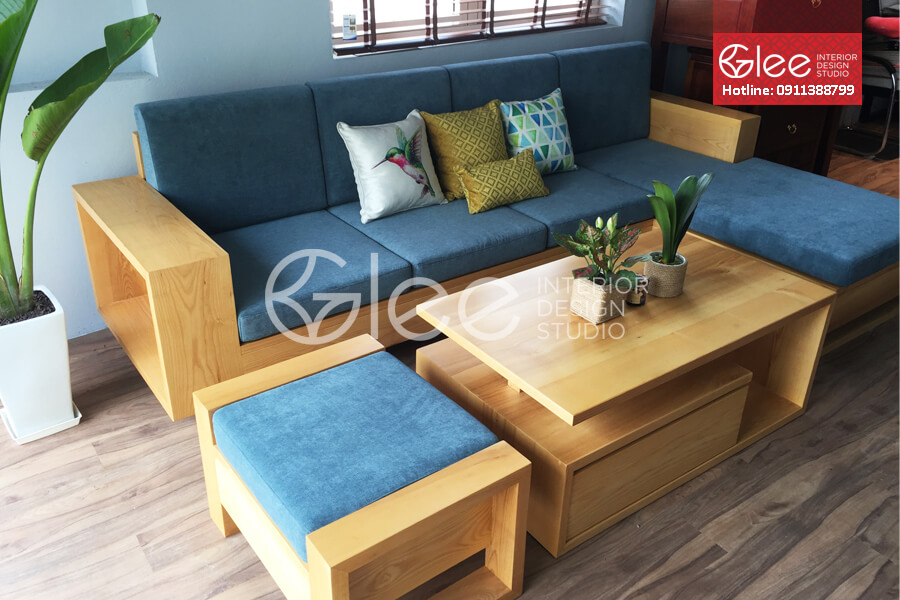 Sofa gỗ sồi - Sofa gỗ phòng khách GSG30