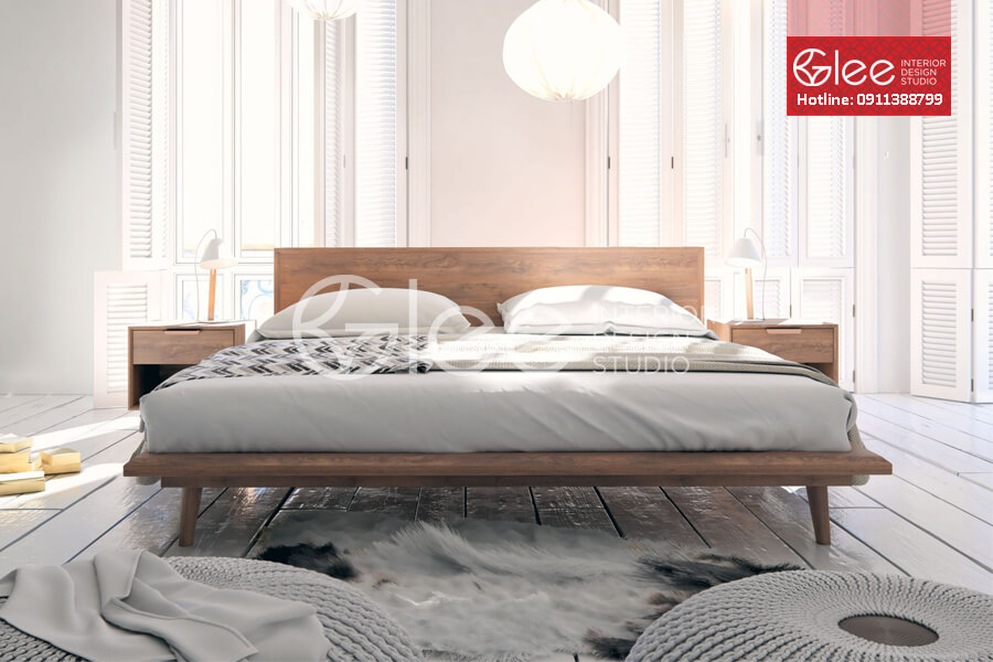 Giường ngủ đẹp gỗ tự nhiên phong cách nhật bản cao cấp