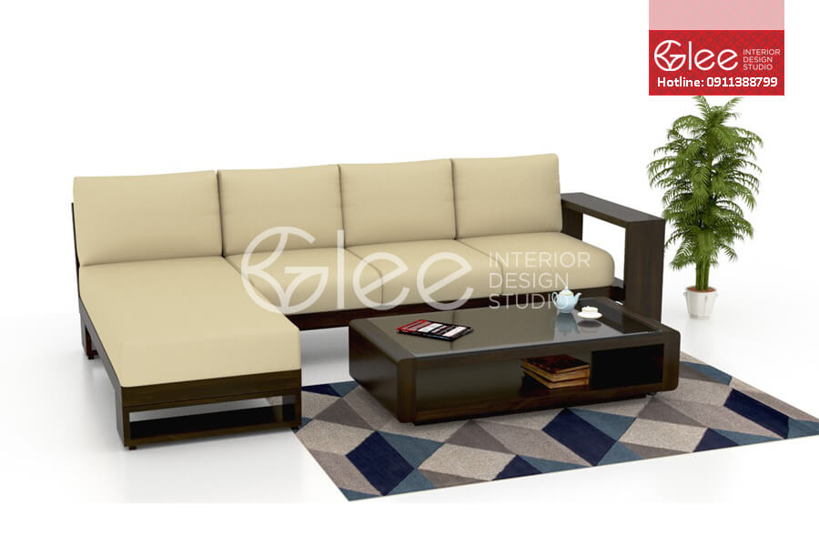 Sofa gỗ cho chung cư hiện đại thêm tiện nghi