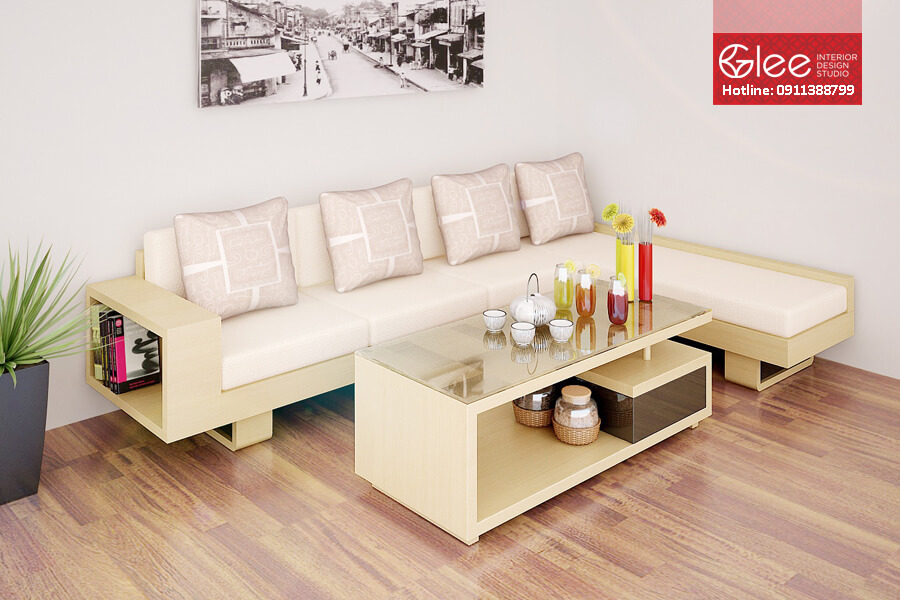 Sofa gỗ nệm giá rẻ, bền đẹp, chất lượng tại Gleehome